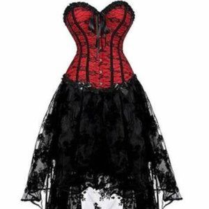 Women Lace Trim Corset Dress Renaissance Cosplay Costumes Masquerade Dress